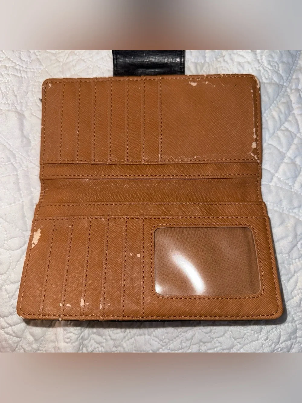 Fossil Black Suede Card & Key Holder with Gold Accent